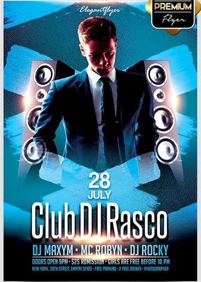 Club DJ Rasco V1 Flyer PSD Template + Facebook Cover
