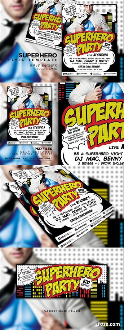 CM - Superhero Party Flyer Template 730673