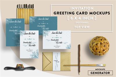 CreativeMarket - Invitation Greeting Card Mockups 6x4