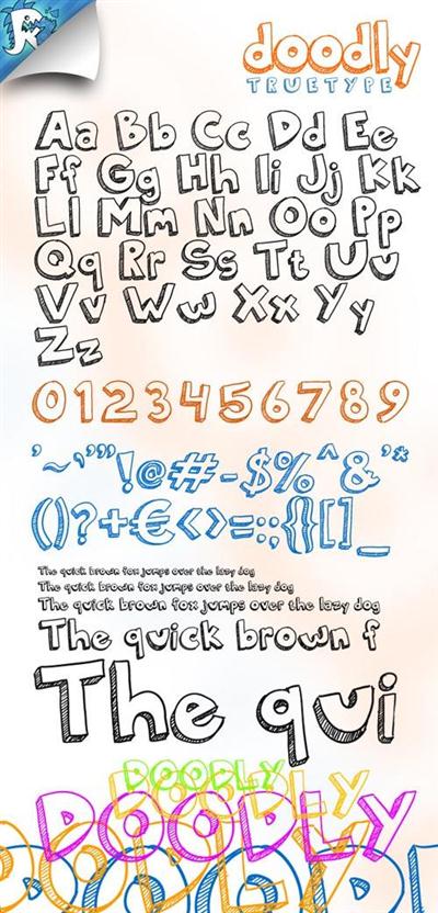 Doodly TrueType - Awesome doodle font 114161