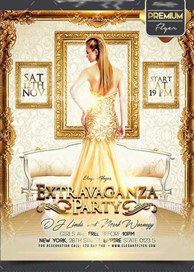 Extravaganza Party Flyer PSD V1 Template + Facebook Cover