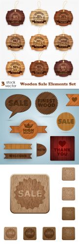 Vectors -- Wooden Sale Elements Set