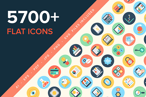 5700+ Flat Icons - Flat vector icons in 40 categories