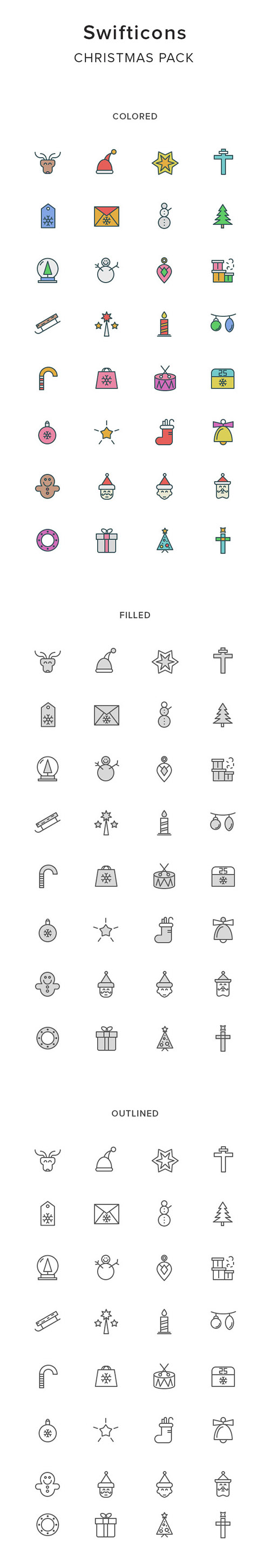 AI, EPS, PNG, SKETCH, SVG Vector Icons - Christmas And New Year 2017