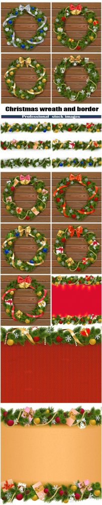 Vector Christmas wreath and border