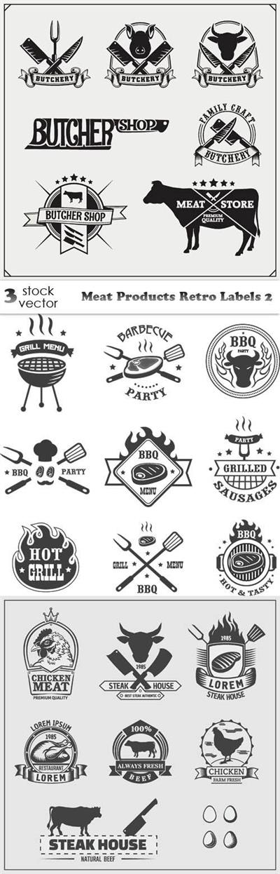 Vectors - Meat Products Retro Labels 2