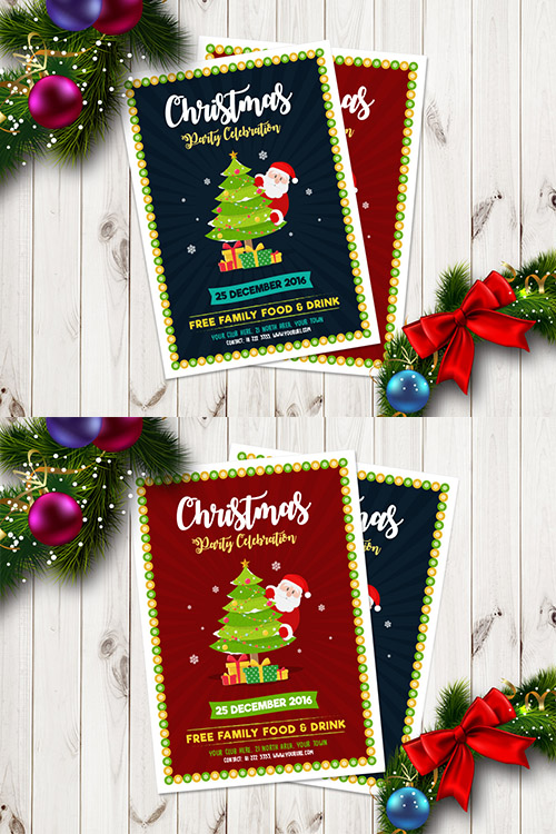 Ai Vector Flyer Template - Christmas And New Year 2017 Party Celebration