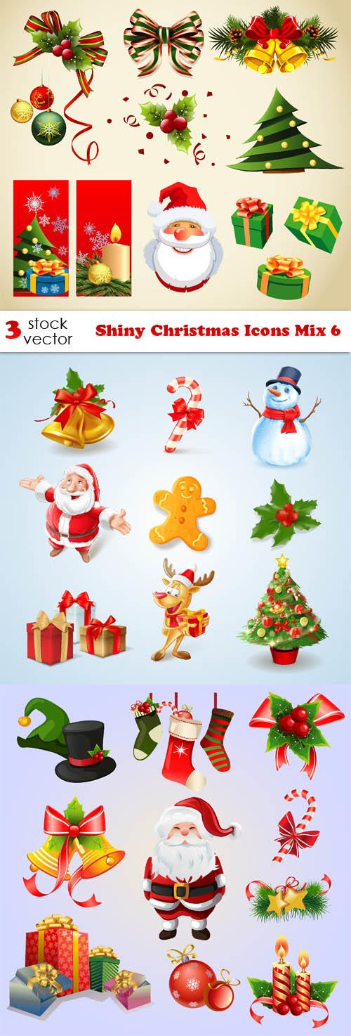 Vectors - Shiny Christmas Icons Mix 6