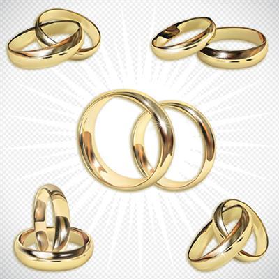 Graphics-Wedding Gold wedding rings on a transparent background
