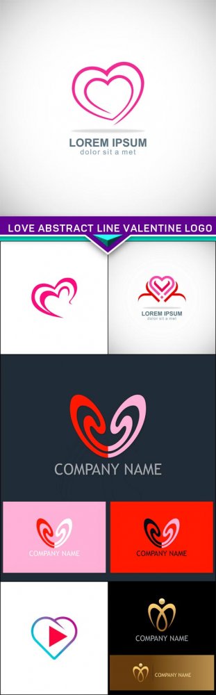 love abstract line valentine logo 6X EPS