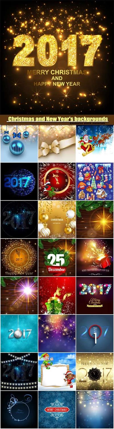 Vector set of Christmas and New Year's backgrounds
