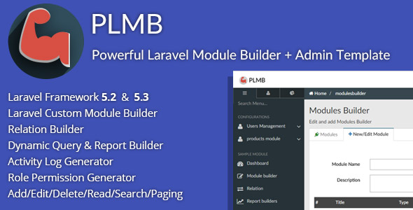 PLMB - Powerful Laravel CRUD Generator - Package Builder + Dynamic Report Builder + Admin Template 