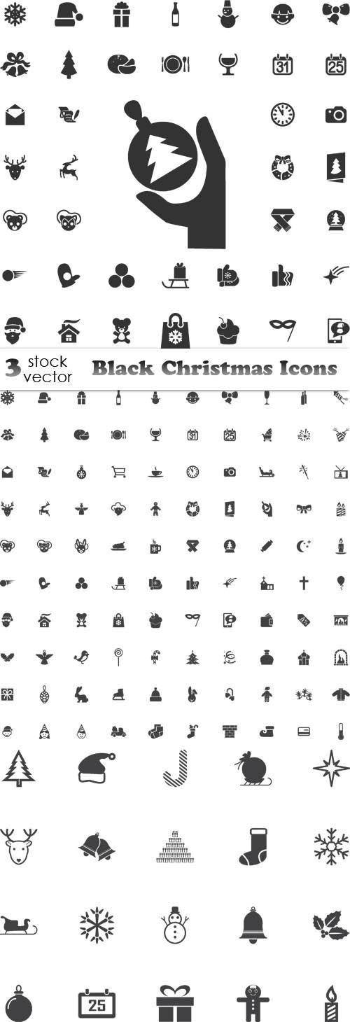Vectors - Black Christmas Icons