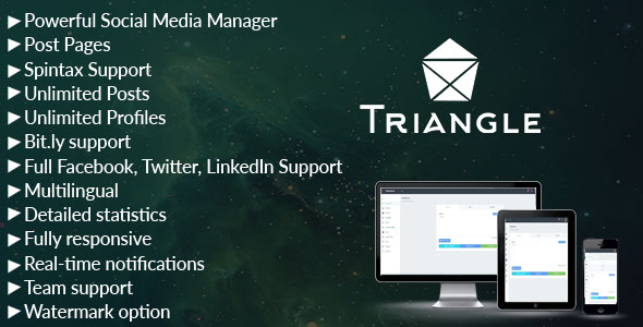 Triangle - Facebook, Twitter, LinkedIn Social Media Manager