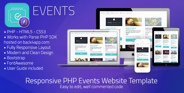 Events | PHP Event Sharing Web Template (Parse PHP)