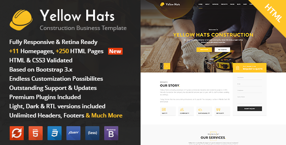 Download Nulled Yellow Hats v1.1 - Construction, Building & Renovation HTML Template | NulledTorrent