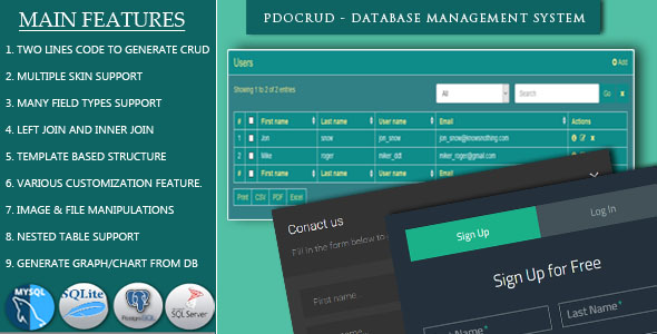 PDO Crud v2.6 – Advanced PHP CRUD application (Database Management System)