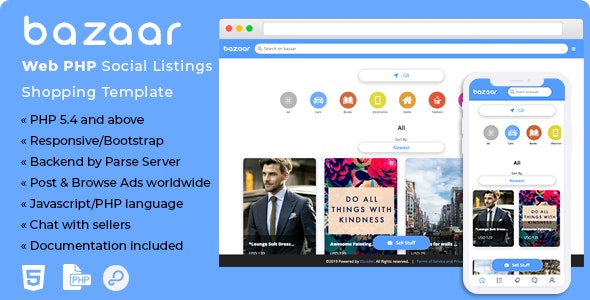 Bazaar v1.0 - Web PHP Social Listings/Classifieds Shopping Template